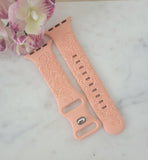 Engraved Paisley Flowers Design for Apple Watch Silicone Sports Band/Strap  38mm/40mm/41mm/42mm/44mm/45mm/46mm/49mm Boho