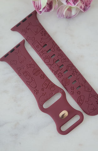 Engraved Bull Terrier, Dog mom Gift Design for Apple Watch Silicone Sports Band/Strap  38mm/40mm/41mm/42mm/44mm/45mm/46mm/49mm