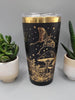 Moonlight Moths and mushrooms black and gold Laser Engraved 20oz Double Wall Insulated Tumbler Travel mug,Seamless Tumbler ,Gift