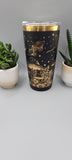 Moonlight Moths and mushrooms black and gold Laser Engraved 20oz Double Wall Insulated Tumbler Travel mug,Seamless Tumbler ,Gift