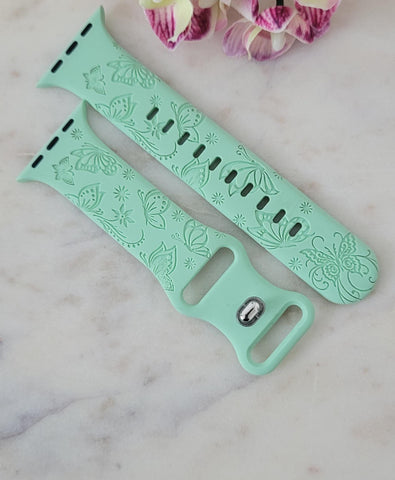Engraved Butterflies Butterfly Gift Design for Apple Watch Silicone Sports Band/Strap  38mm/40mm/41mm/42mm/44mm/45mm/46mm/49mm Garden Boho