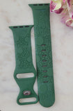 Engraved Sunflowers Gift Design for Apple Watch Silicone Sports Band/Strap  38mm/40mm/41mm/42mm/44mm/45mm/46mm/49mm