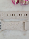 Engraved Mountains and Deer Gift Design for Apple Watch Silicone Sports Band/Strap  38mm/40mm/41mm/42mm/44mm/45mm/46mm/49mm