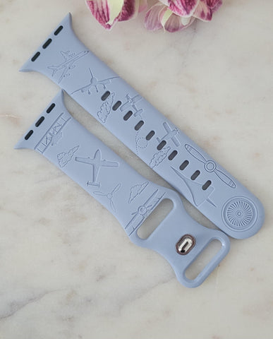 Engraved Aviation, Airplane, Pilot Gift for Apple Watch Silicone Sports Band/Strap  38mm/40mm/41mm/42mm/44mm/45mm/46mm/49mm