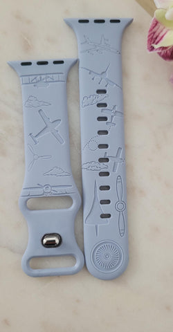 Engraved Aviation, Airplane, Pilot Gift for Apple Watch Silicone Sports Band/Strap  38mm/40mm/41mm/42mm/44mm/45mm/46mm/49mm