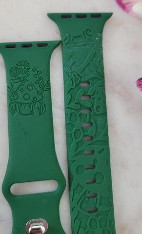 Engraved Frog, mushroom Gift for Apple Watch Silicone Sports Band/Strap  38mm/40mm/41mm/42mm/44mm/45mm/46mm/49mm