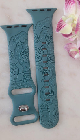 Engraved Snake, Boho Gift Design for Apple Watch Silicone Sports Band/Strap  38mm/40mm/41mm/42mm/44mm/45mm/46mm/49mm