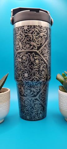 Swear/cuss Word Mandala F**k Mandala water bottle tumbler, Laser Engraved 30oz Double Wall Insulated Tumbler