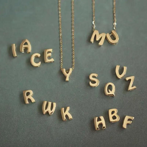 14k Solid Gold Initial Necklace, Letter Necklace, Gold Letter Necklace, Balloon Necklace , Mothers Day Gift, 3D Bubble Letter Necklace