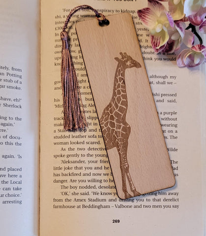 Giraffe African Safari, South African nature custom book Wooden Personalized Bookmark, Custom wood Bookmark, Reader gift, Women gift