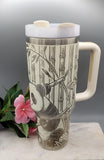 Panda  and flowers 40oz Double Wall Insulated Tumbler with Handles Gift for mom, Granny, sister, Niece