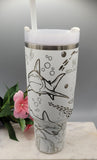 Original Stanley Sharks tumbler, ocean theme gift Engraved tumbler 40oz Double Wall Insulated Tumbler with Handles