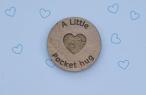 Wooden Pocket hug token love gift Be Yourself- Inspiration, thinking of you, miss you  Pick Me Up Gift, Motivation, Graduation, Friendship