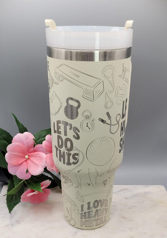 40oz Gym Tumbler  Exercise Water Bottle, Fitness Motivational Cup, Large Stainless Steel Travel Mug, Keep Fit Hydration Gym Water Bottle