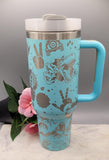 Dinosaur Park, Jeep, Off road 40oz Double Wall Insulated Tumbler with Handles Gift for mom, Granny, sister, Niece