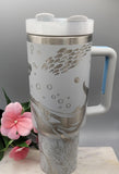 Humpback whales tumbler, Ocean theme 40oz Double Wall Insulated Tumbler with Handles Gift for mom, Granny, sister, Niece