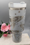 Humpback whales tumbler, Ocean theme 40oz Double Wall Insulated Tumbler with Handles Gift for mom, Granny, sister, Niece