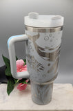 Humpback whales tumbler, Ocean theme 40oz Double Wall Insulated Tumbler with Handles Gift for mom, Granny, sister, Niece