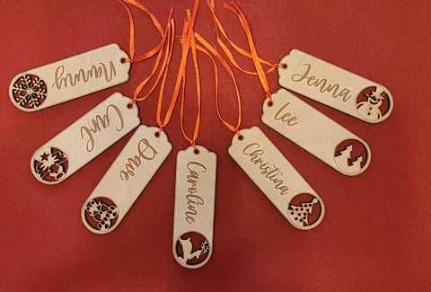 Personalized Wooden Christmas Gift Tag Custom Engraved Holiday Name Tag, Rustic Xmas Present Label, Stocking Tag Ornament Christmas Name tag