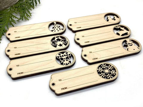 Personalized Wooden Christmas Gift Tag Custom Engraved Holiday Name Tag, Rustic Xmas Present Label, Stocking Tag Ornament Christmas Name tag