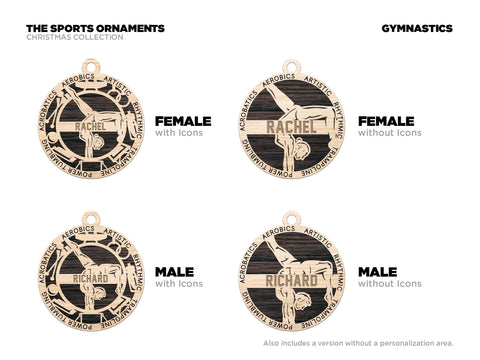 Personalized Gymnastics Ornament  Custom Wood Sports Keepsake, Athlete Gift, Coach Gift, Team Gift Sports Fan Christmas Ornament Gymnastics