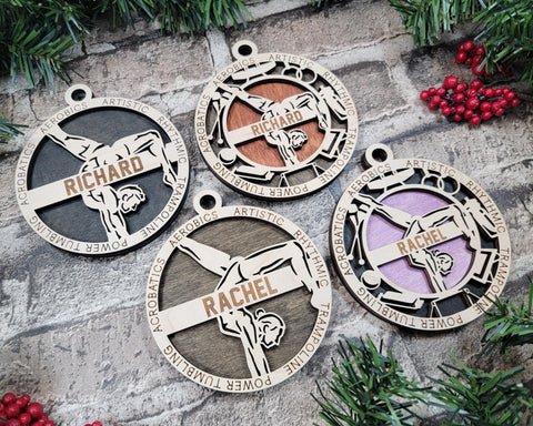 Personalized Gymnastics Ornament  Custom Wood Sports Keepsake, Athlete Gift, Coach Gift, Team Gift Sports Fan Christmas Ornament Gymnastics