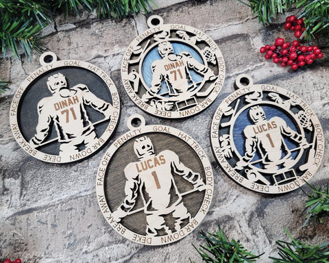 Personalized Ice Hockey Ornament  Custom Wood Sports Keepsake, Athlete Gift, Coach Gift, Team Gift Sports Fan Christmas Ornament Ice Hockey