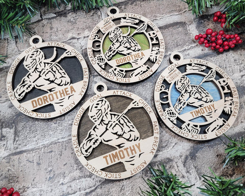 Personalized Lacrosse Ornament  Custom Wood Sports Keepsake, Athlete Gift, Coach Gift, Team Gift, Sports Fan Christmas Ornament Lacrosse