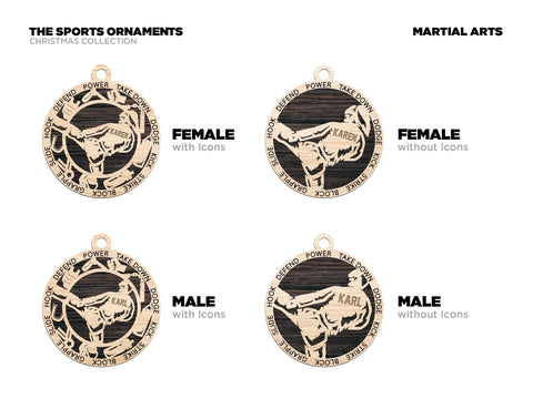 Personalized Marshal Arts Ornament  Custom Wood Sports Keepsake Athlete Gift Coach Gift Team Gift Sport Fan Christmas Ornament Marshal Arts
