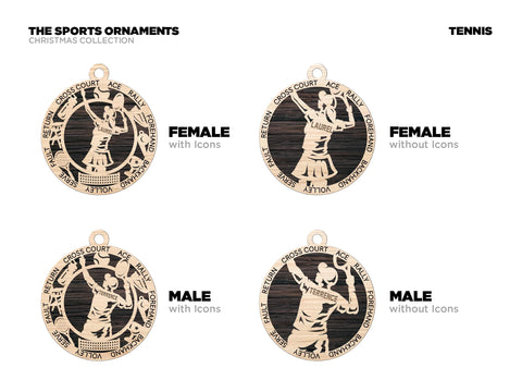Personalized Tennis Ornament  Custom Wood Sports Keepsake, Athlete Gift, Coach Gift, Team Gift, Sports Fan Christmas Ornament Tennis