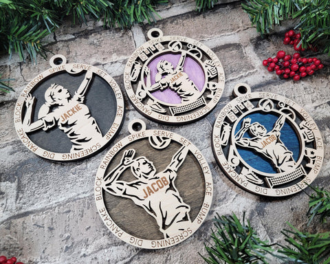 Personalized Volleyball Ornament  Custom Wood Sports Keepsake, Athlete Gift, Coach Gift Team Gift Sports Fan Christmas Ornament Volleyball