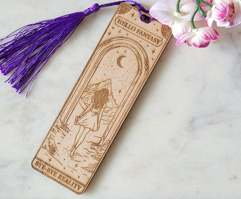 Witchy wolf, celestial, Fantasy bookWooden Personalized Bookmark, Gifts For Teacher, Custom wood Bookmark, Gifts For Readers, Gift For Women