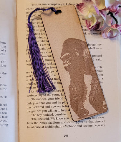 Gorilla, African Safari, African nature custom book Wooden Personalized Bookmark, Custom wood Bookmark, Reader gift, Women gift