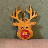 Handmade Wooden Rudolph Reindeer Christmas Decoration  Fits Lindt Chocolate, Tree Ornament, Festive Gift, Holiday Decor Tree decoration