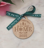New home Homemade Wooden Christmas Bauble  Personalized Ornament, Rustic Holiday Tree Decoration, Engraved Gift, Eco Friendly Xmas Decor