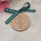 Husband & wife Homemade Wooden Christmas Bauble  Personalized Ornament, Rustic Holiday Tree Decoration, Custom Engraved Gift, Xmas Decor