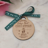 Baby First Christmas Homemade Wooden Christmas Bauble  Personalized Ornament Rustic Holiday Tree Decoration Custom Engraved Gift Xmas Decor