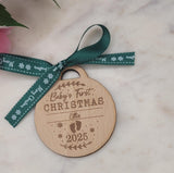 Baby First Christmas Homemade Wooden Christmas Bauble  Personalized Ornament Rustic Holiday Tree Decoration Custom Engraved Gift Xmas Decor