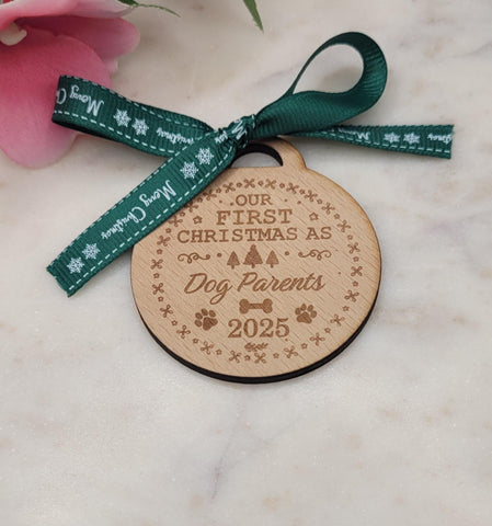 Dog Homemade Wooden Christmas Bauble  Personalized Ornament, Rustic Holiday Tree Decoration, Custom Engraved Gift, Eco Friendly Xmas Decor