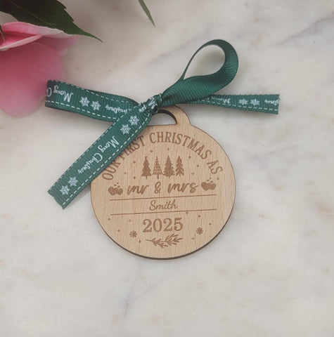 Personalised Homemade Wooden Christmas Bauble  Personalized Ornament, Rustic Holiday Tree Decoration, Custom Engraved Gift,  Xmas Decor