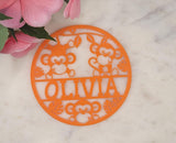 Personalised  Monkey African Safari Name Plaque  Kids Bedroom Wall or Door Hanger, Nursery Decor, Custom Acrylic or Wood Sign