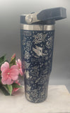 Old School Tattoo, boho, tattoos tumbler, Laser Engraved 30oz Double Wall Insulated Tumbler