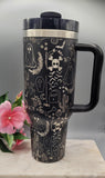 Halloween Ghost Floral 40oz Tumbler with Handle  Double Wall Insulated, Halloween tumbler, ghost tumbler, floral ghost mug