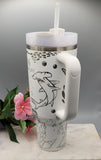 Original Stanley Sharks tumbler, ocean theme gift Engraved tumbler 40oz Double Wall Insulated Tumbler with Handles