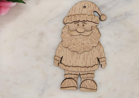 DIY Paint Your Own Christmas Santa Kit  Wooden Ornament Craft Set for Kids & Adults, Holiday DIY Activity, Unfinished Wood No Paint or Glue