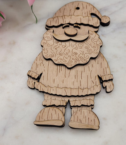 DIY Paint Your Own Christmas Santa Kit  Wooden Ornament Craft Set for Kids & Adults, Holiday DIY Activity, Unfinished Wood No Paint or Glue