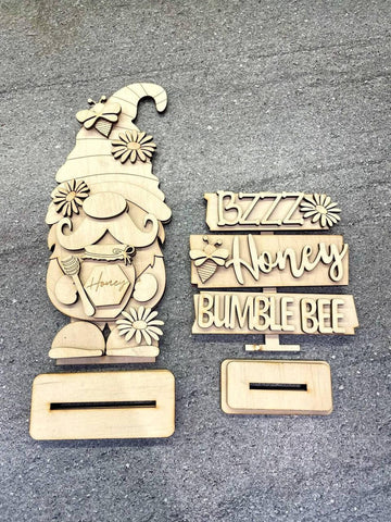 DIY Paint Your Own Christmas Bee Gnome DIY Kit  Wooden Holiday Ornament Craft Set for Kids & Adults
