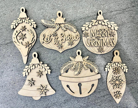 DIY Paint Your Own Christmas Baubles Kit Wooden Ornament Craft Set for Kids & Adults, Holiday DIY Activity, Unfinished Wood No Paint or Glue