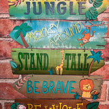 DIY Paint Your Own Safari Jungle Wooden Wall Plaque Craft Set for Kids & Adults, Welcome to the Jungle Animal Activity, Safari Party Decor