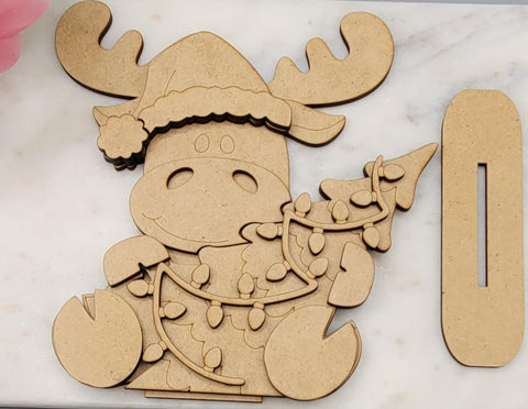 DIY Paint Your Own Christmas Moose DIY Paint Kit  Christmas Craft | Paint Your Own Standing Christmas Moose Blank Personalize Your Own